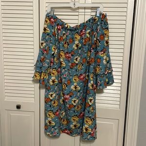 Floral short dress with pockets